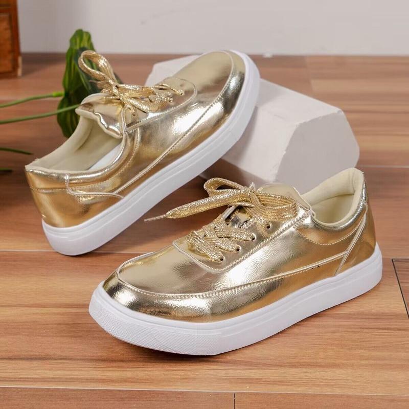 Spring and Autumn New Glossy Thick-soled Cross-strapped Casual Shoes, Often Women's Shoes, Flat-soled Single Shoes