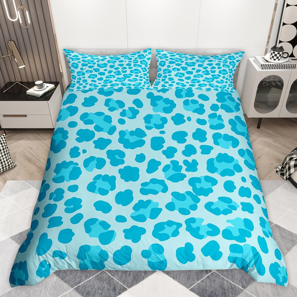 Homewish Chic Leopard Print Duvet Cover Set Animal Printed Comforter Cover Set Wildlife Cheetah Patchwork Bedding Set