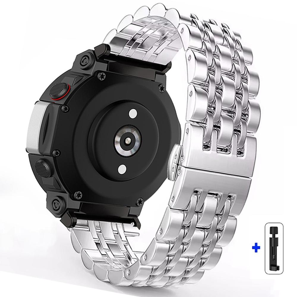 

Для Huami Amazfit T-Rex Pro A1918 Семиланковий Браслет з Нержавіючої Сталі з Метеликовою Застібкою K