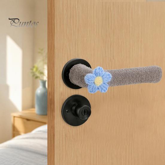 Door Lever Sleeve Set 2/4Pcs Flower Handle Cover, Anti-collision Knob Protector, Anti-Static Anti Static Cover Anti-Freeze for Home Office Bedroom