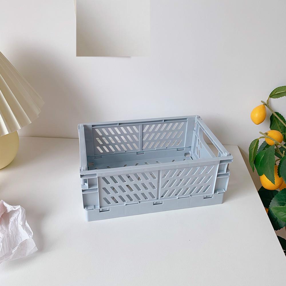 Foldable Plastic Storage Box Student Desktop Organizer Hand Account Tape Stationery Skin Care Product Storage Basket Storage Basket