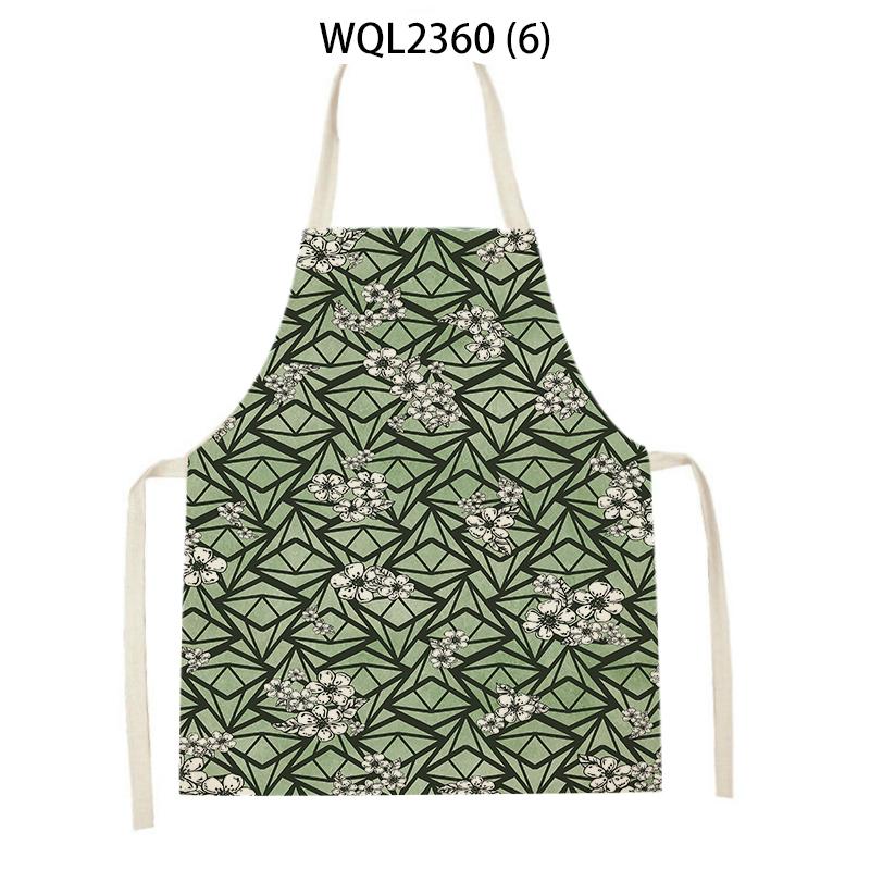 Flowers Pattern Kitchen Sleeveless Aprons Linen Bib Household Men Women Antifouling Clean Cooking Baking Waist Bib