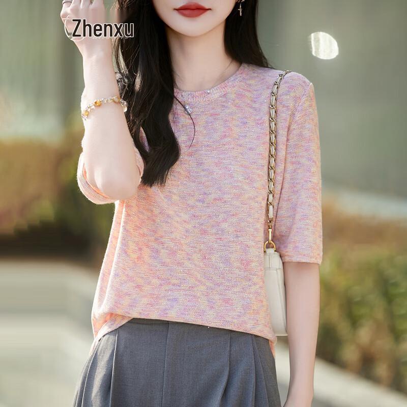 Women s Sequin Linen Blend Short Sleeve T-shirt L