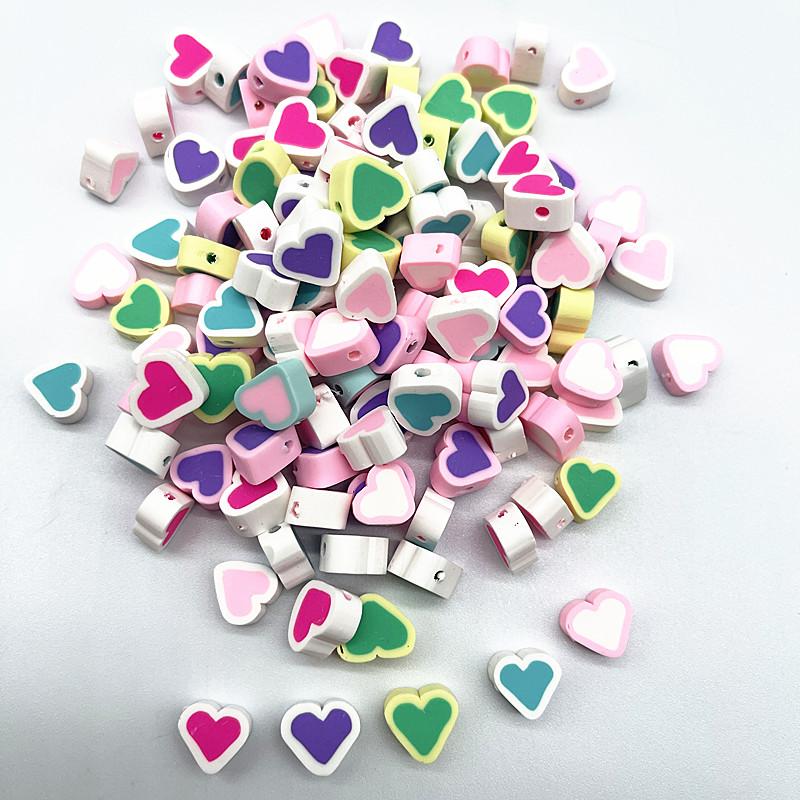 30pcs 10mm Heart Shape Fruit Beads Polymer Clay Beads Spacer Loose Beads for Jewelry Making DIY Bracelet Earring