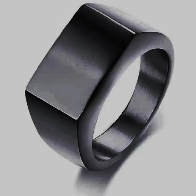 Rectangle Smooth Plain Simple Casting Ring Retro Personalized Men'S Accessories