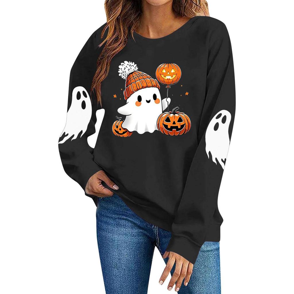 Women's Fashion Casual Halloween Hoodie Long Sleeve Pullover for Fall Festivals and Parties