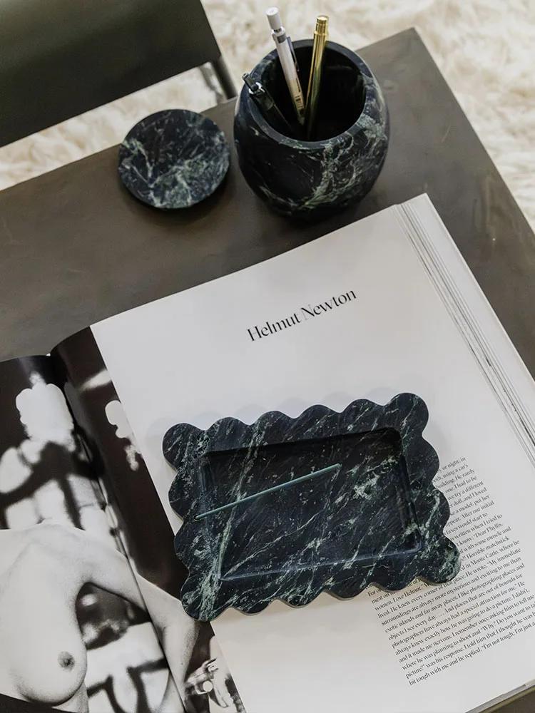 Light Luxury Style Natural Marble Art Storage Tray Creative Home Living Room Tabletop Decoration SauCer Jewelry Storage Dish