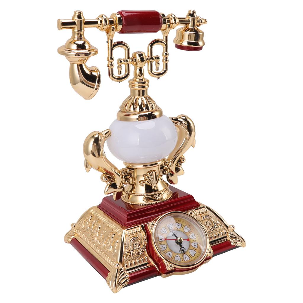 Vintage Telephone Model Table Lamp Alarm Clock Function Easy Assembly Decorative Phone Model for