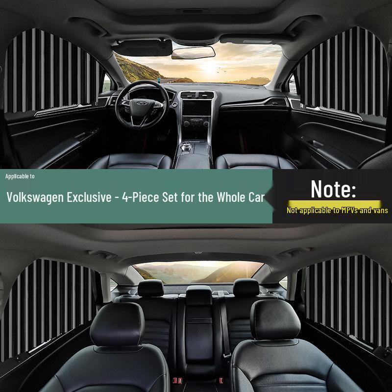 Magnetic Sunshade Privacy Curtains for Small Cars - Sliding Rail Type