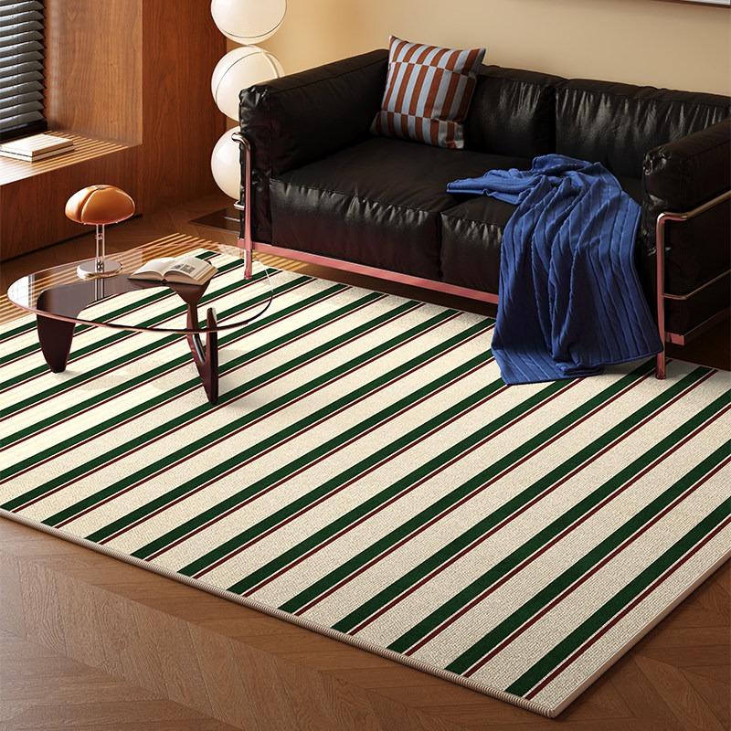 Retro Style Living Room Decoration Carpets Light Luxury Rugs for Bedroom Artistic Striped Bedside Rug Home Thicken Floor Mat