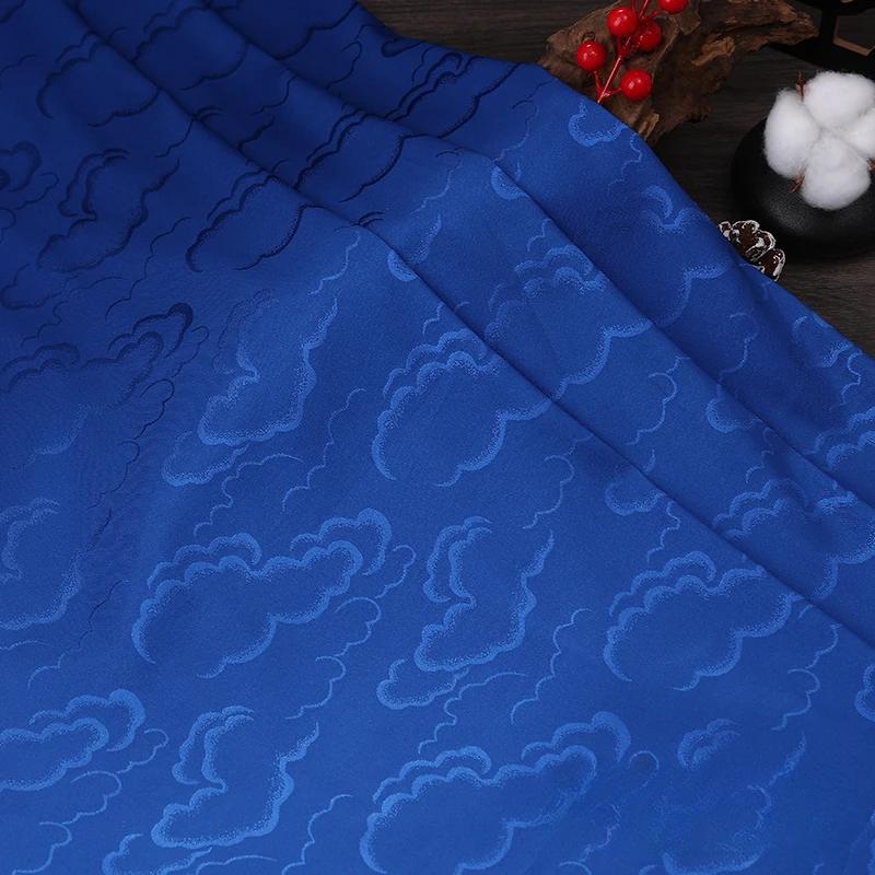 

Wide 150cm Cloud Jacquard Fabric Smooth for Clothes Curtains Hanfu Cheongsam Horse Face Skirt Sewing Cloth Breathable 100x150cm сапфірове скло синього кольору кольору