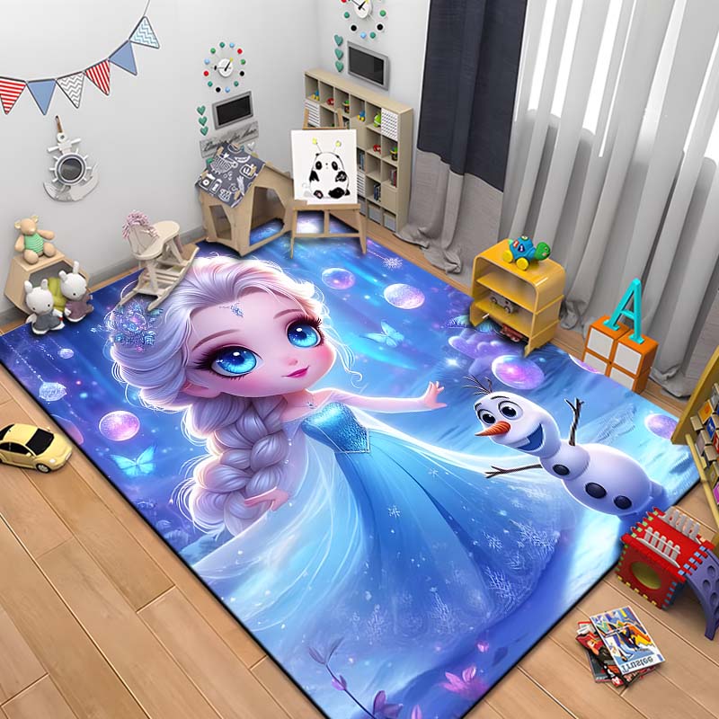 Snow Queen Frozen Elsa HD Printed Large Area Rug Carpet for Living Room Cartoon Children's Bedroom Sofa Doormat Floor Rug Gift