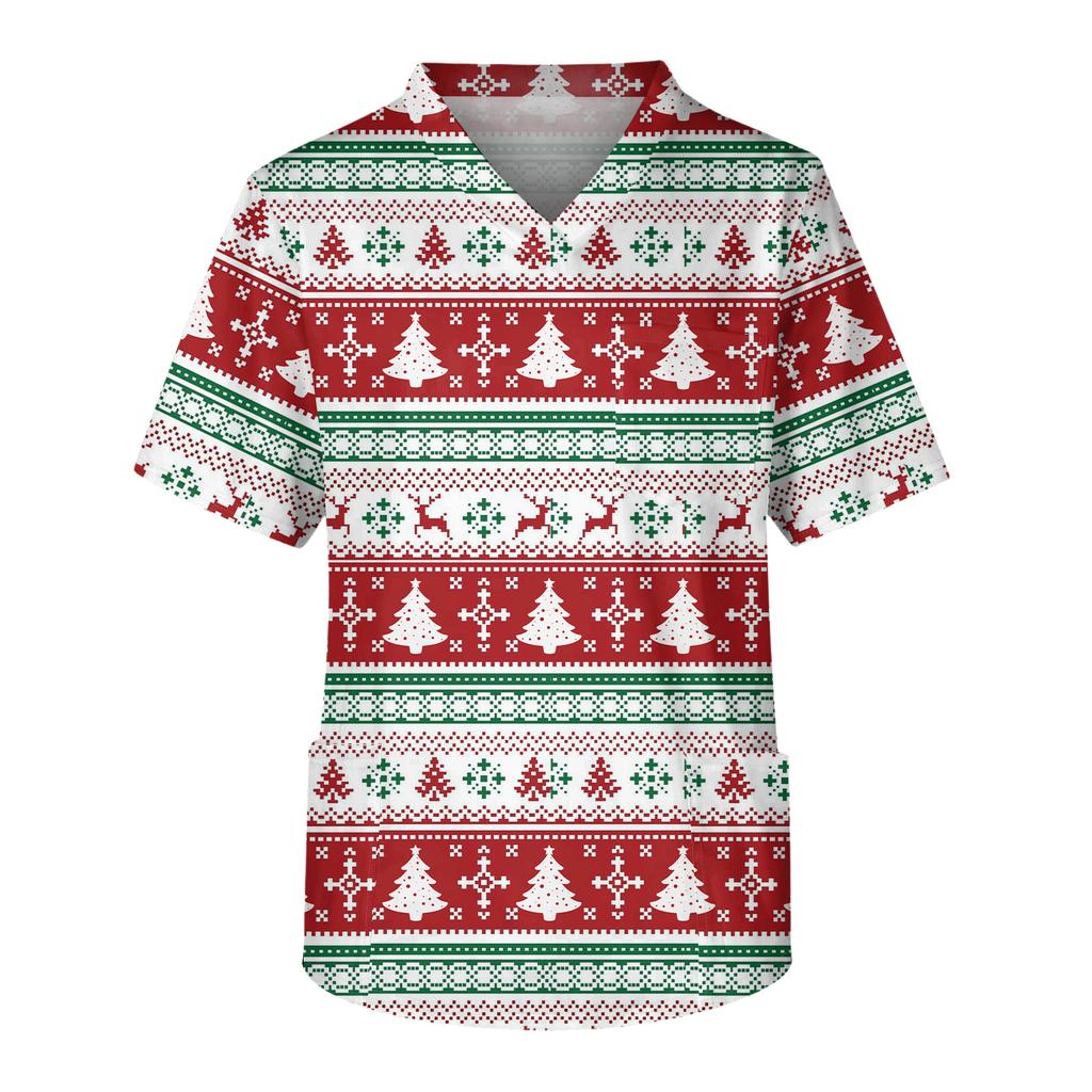 Herren Casual Kurzarm V-Ausschnitt Bedrucktes Fronttaschen-Top