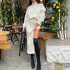 Stricken frauen Rollkragenpullover Midi Rock Set 2022 Winter Lose Lange Ärmel Pullover Side Split Röcke Sets Damen Sexy anzug