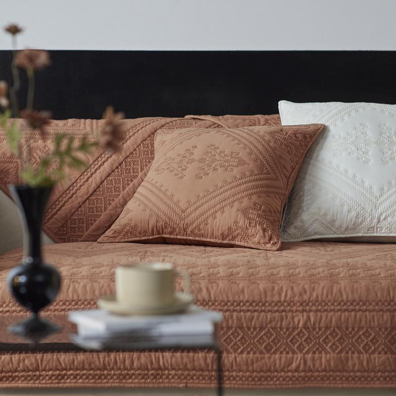 Light Luxury Simple Embroidered Cotton Sofa Cushion Cross Stitch High-end Pure Cotton Four-season Universal Non-slip Sofa Towel Cover Cushion