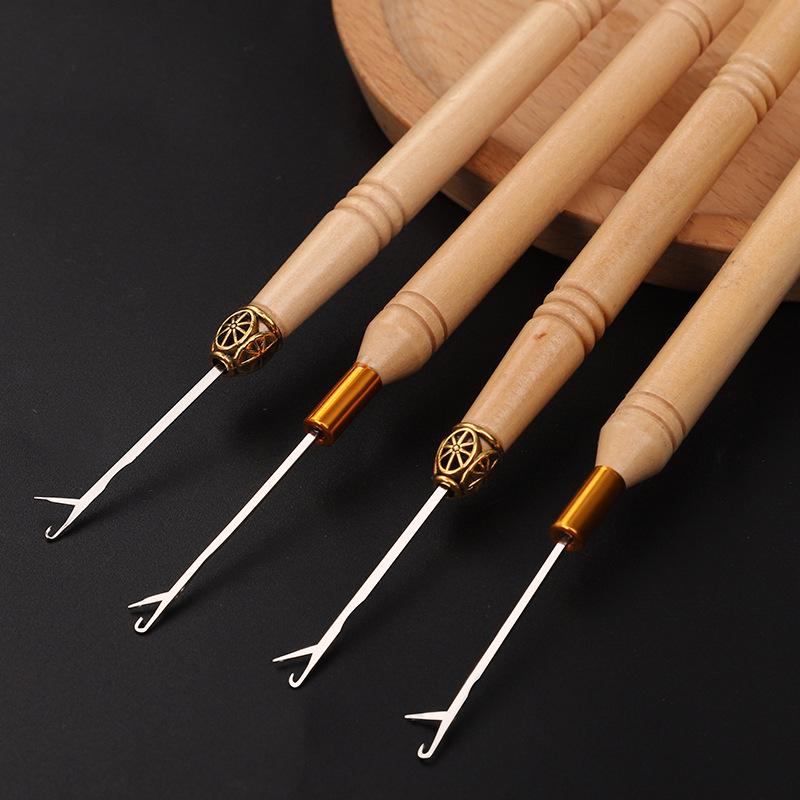 Handmade Crochet Wig Hook & Wool Yarn Repair Tools with Stainless Steel Needles