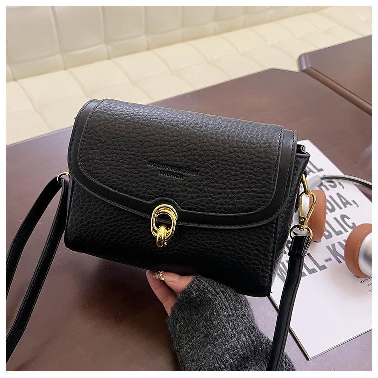 

High-end small bag women s new trend fashion versatile shoulder bag niche design messenger bag lychee pattern small square bag чёрный