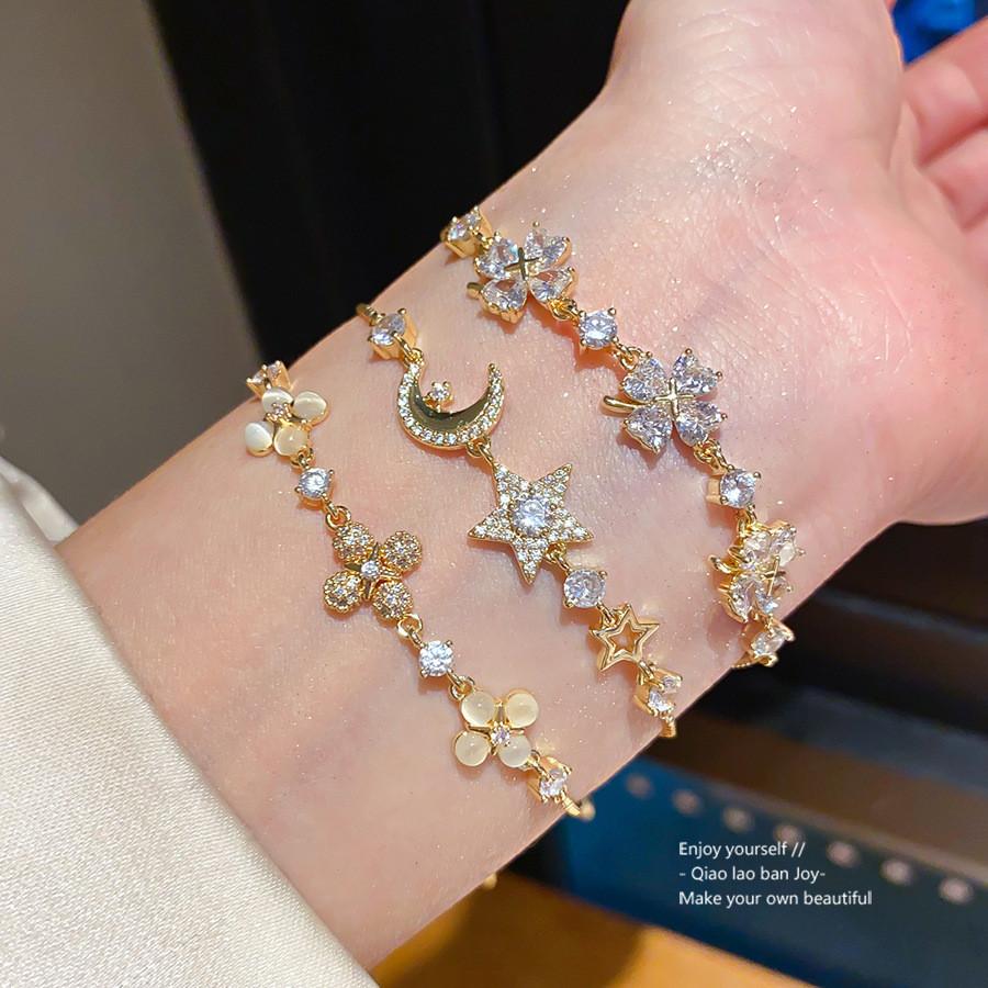 Light Luxury 18k Gold Plated Zircon Star Shape Bracelet For Women Gift Gift For Employees