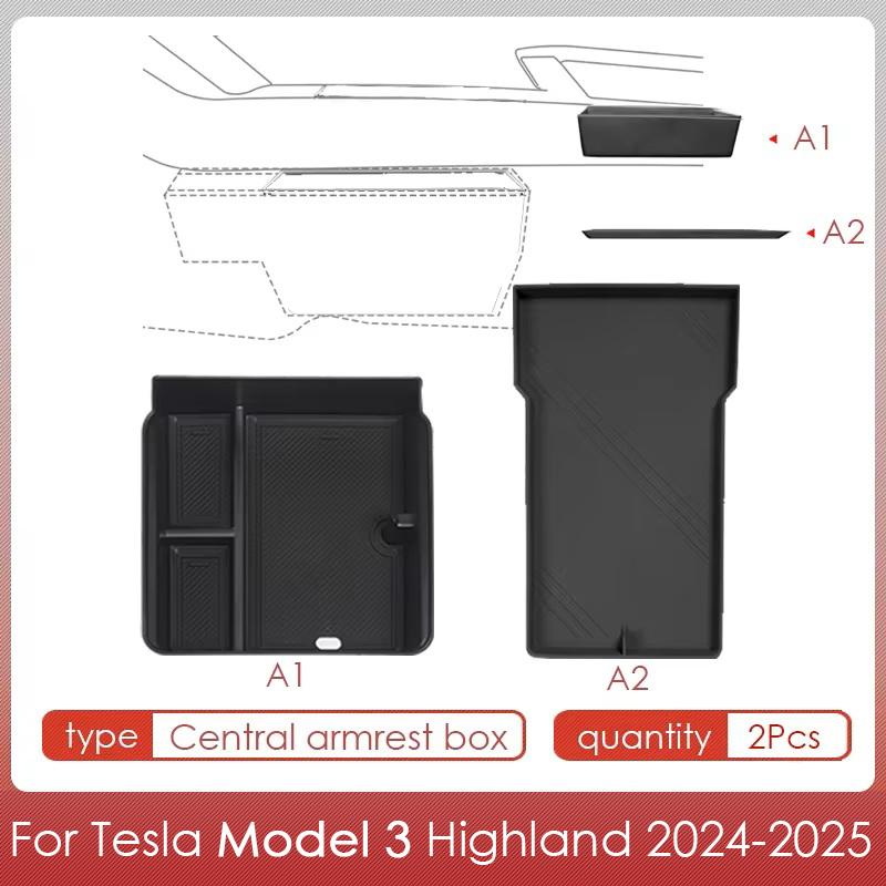 For Tesla Model 3 Highland 2025 Storage Box Model 3 2024 Highland Center Console Armrest Storage Box Stowing Tidying Accessories