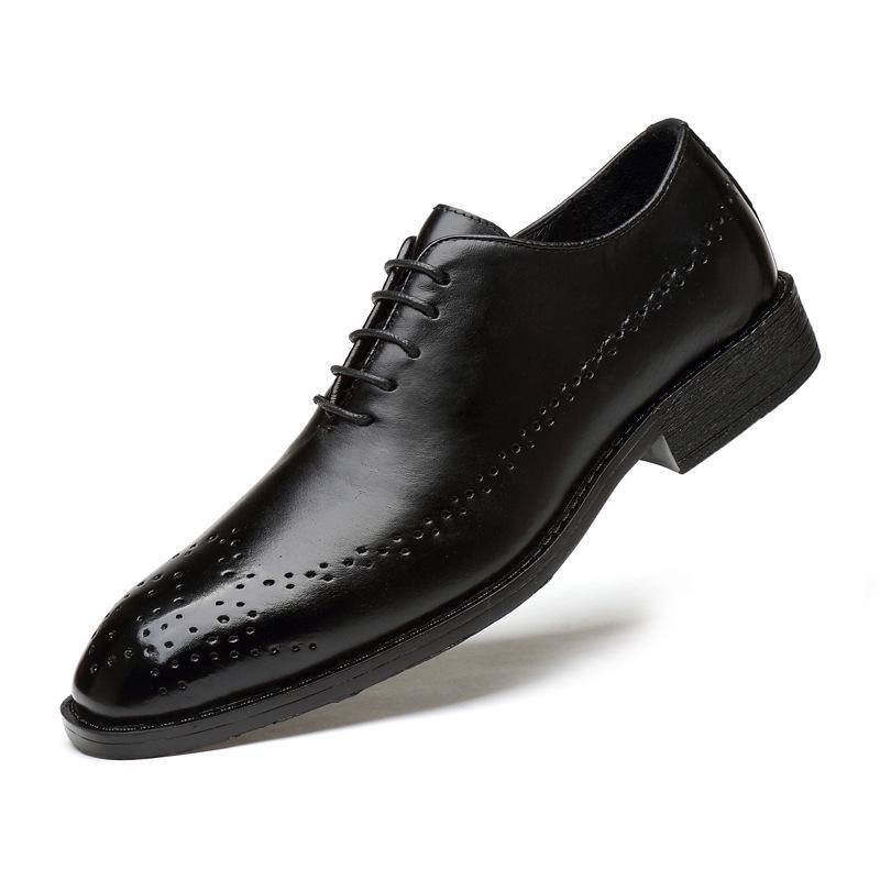 Men's Carved Leather Brogue Derbies - First Layer Cowhide, Business Formal or Casual Wear