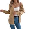 Herbst und Winter Lässiger einfarbiger ausgehöhlter Laternen-Langarm-Cardigan-Pullover Mittellanger Mantel