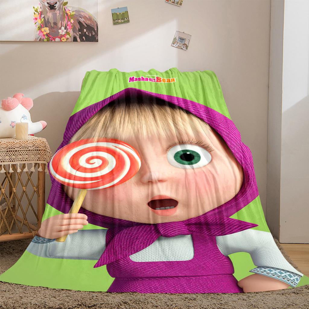 Russian animation Fairy Tale Masha and the Bear Cartoon Blanket Soft Four Seasons Home Bed Blanket Sofa Cover Office Napping Picnic Blanket M1