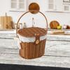 Panier de rangement tissé à la main avec poignée et couvercle Imitation rotin rustique Décor de ferme Organisateur portable pour œufs serviettes en-cas