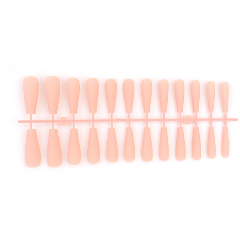 24pcs/set DIY Quick Nails Lengthened Ballet Matte T-shaped False Nails Multi-color Strips Finished Wear Manicure