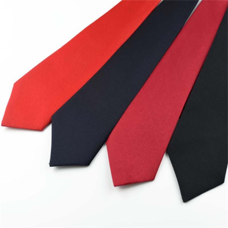 Pre-tied Zipper Tie Neck Mens Skinny 5cm Zipper Neckties Red Black Blue Solid Color Slim Narrow Entertainment Party