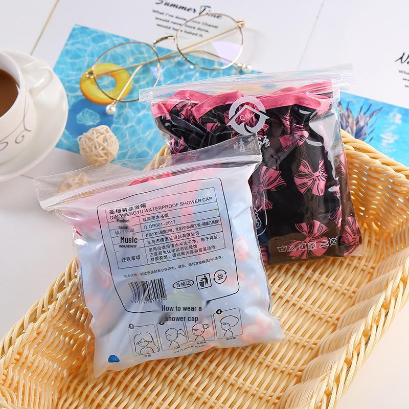 Double-Layer Waterproof Adult Bath & Hair Cap - Makeup, Kitchen, Anti-Oil, Thickened; Customizable Logo