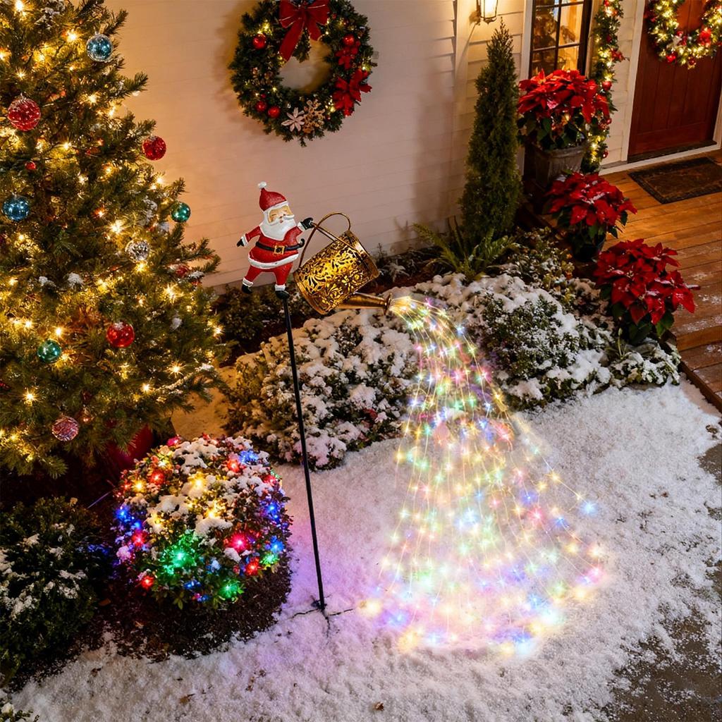 Solar Snowman Kettle Outdoor Garden Lights Hanging LED Santa Claus Watering Can Light Solar Light for Yard Lawn Christmas Decor