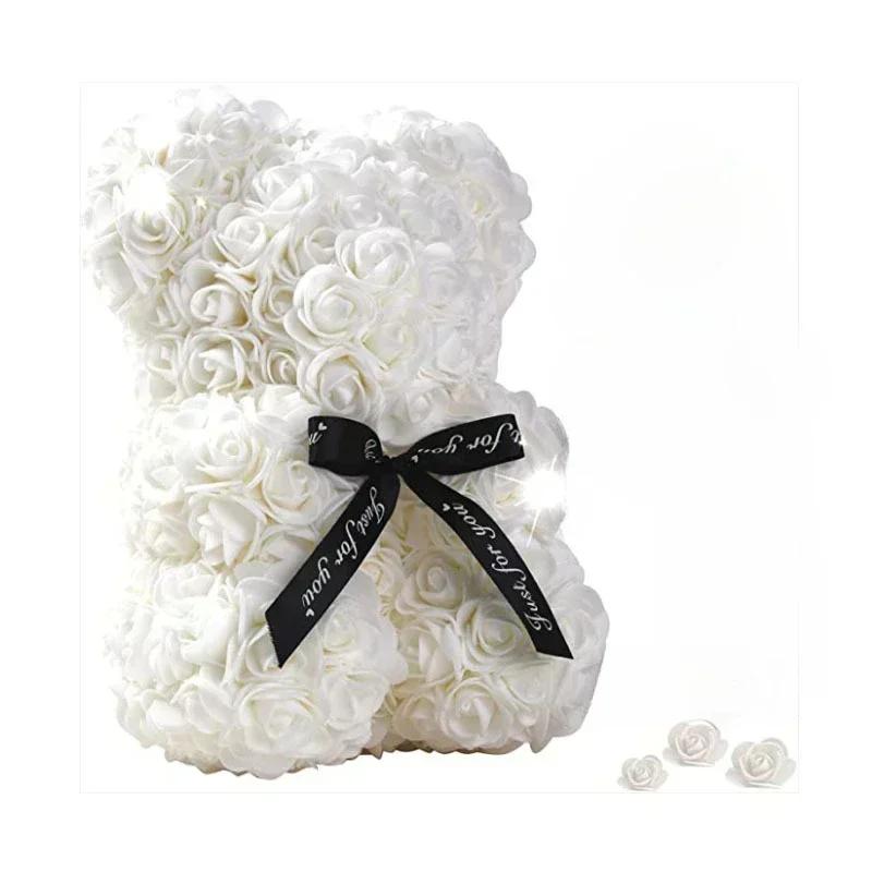 Valentine's Day Eternal Rose Teddy Bear Set - Artificial Flower Decor for Birthday, Anniversary & Romantic Gifts for Girlfriend
