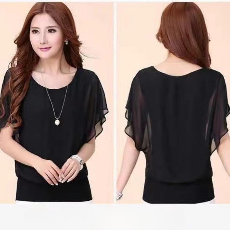 Women Blouse Chiffon Batwing Shirts Summer Casual Loose Tops