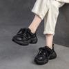 Spring New Platform Dad Shoes Women Genuine Leather Breathable Mesh Upper Round Toe Casual Walking Shoes