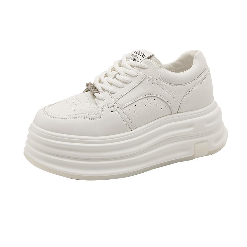 New Thick-soled Leather Little White Shoes Women's Autumn Sports Shoes Inner Height Increase Casual Board Shoes Women's Student Shoes