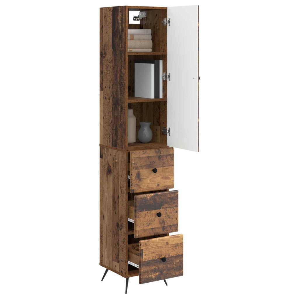 2 Piece Cabinet Set Reclaimed Wood Look 13.6 x 13.6 x 35.4 (W x D x H) Particleboard