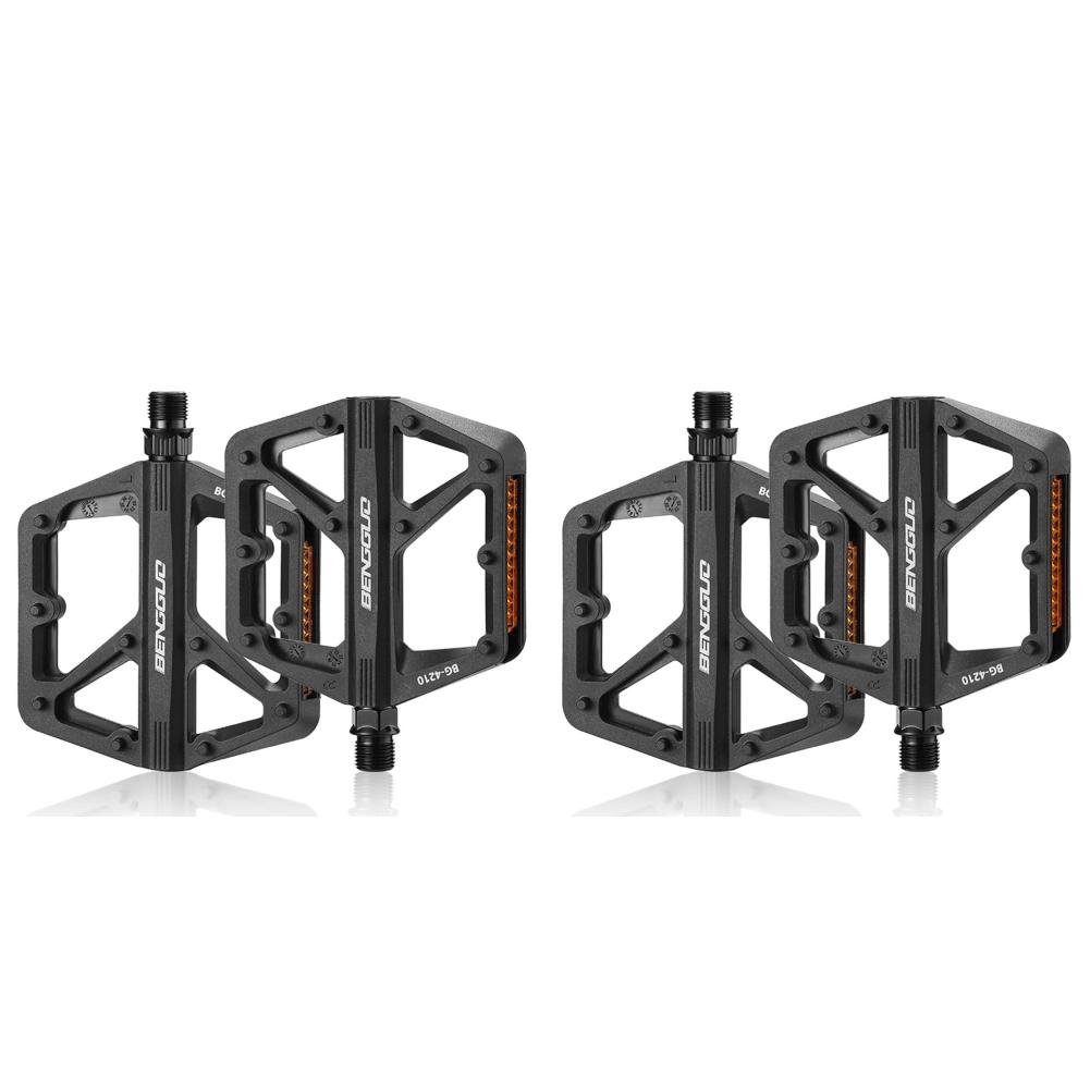 1/2Set Double DU Bearing Ultralight Bike Pedals with Reflector Mountain Bike Flat Pedals Bicycle Platform Pedal Bike Accessories