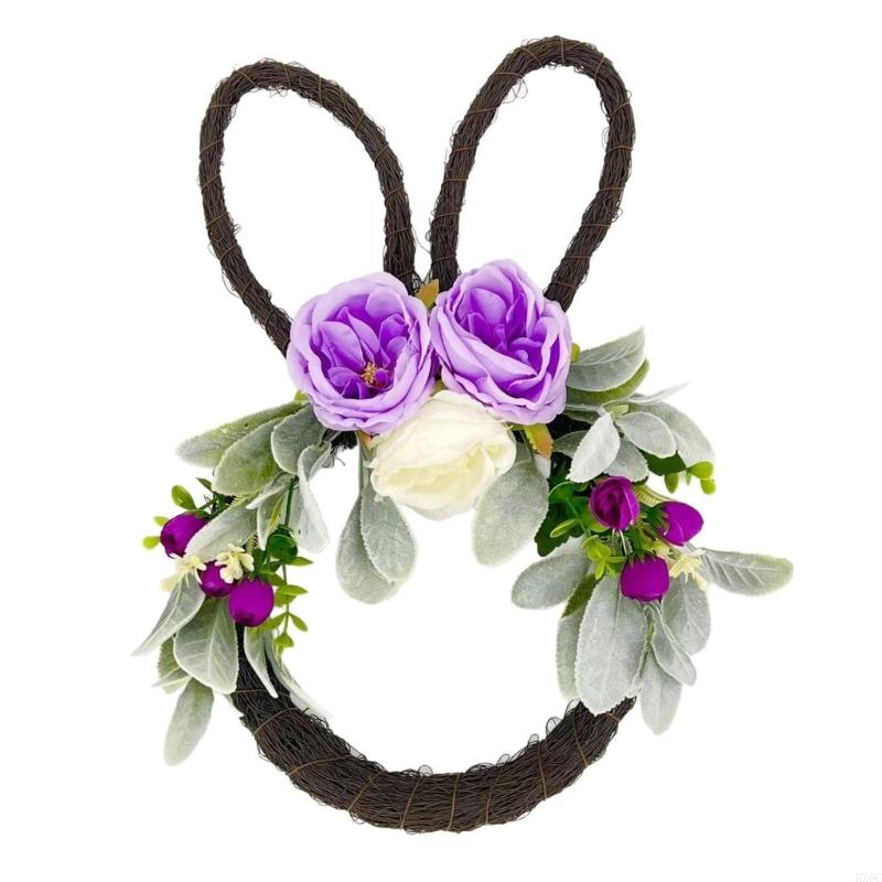 Functional Easter Wreath Decors with Rabbit and Eggs Motifs User Friendly Materials for Multiple Celebration HX6C
