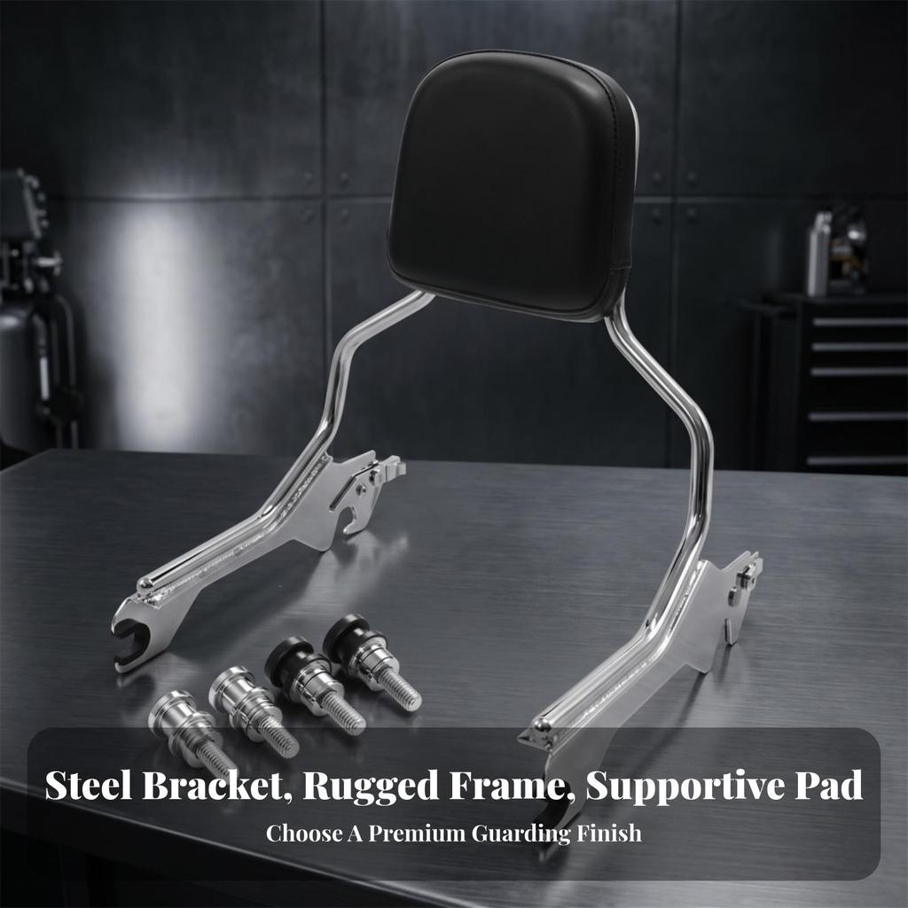 Motorcycle Backrest with Pad Sturdy Passenger Metal Frame