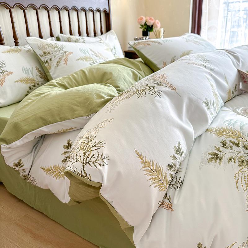 

Комплект постельного белья из двухслойной пряжи из стираного хлопка и льна в пасторальном стиле (Простыни и пододеяльники) для студенческого общежития 1.5m Bed Sheet Set, 4 pcs (Quilt Cover 150x200)