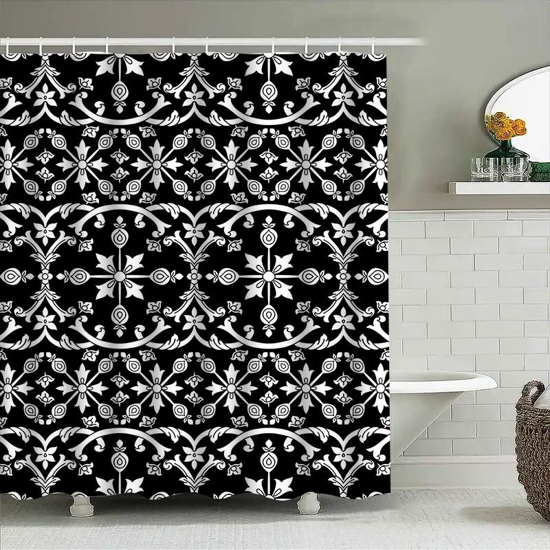 Vintage Floral Shower Curtain Waterproof Bathroom Decor 90x180cm
