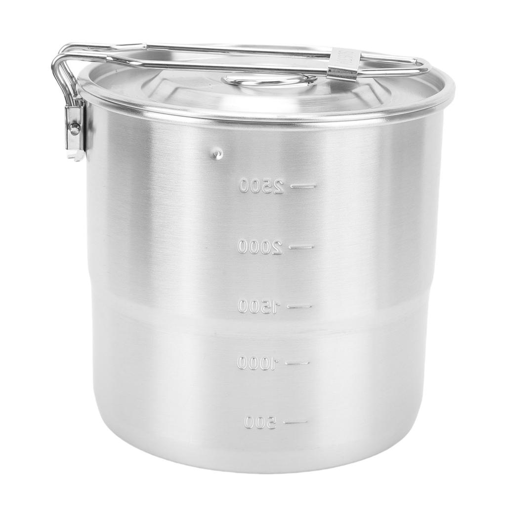 Camping Cooking Pot 304 Stainless Steel Portable Metal Rice Cooker Camping Cookware for Outdoor Hiking