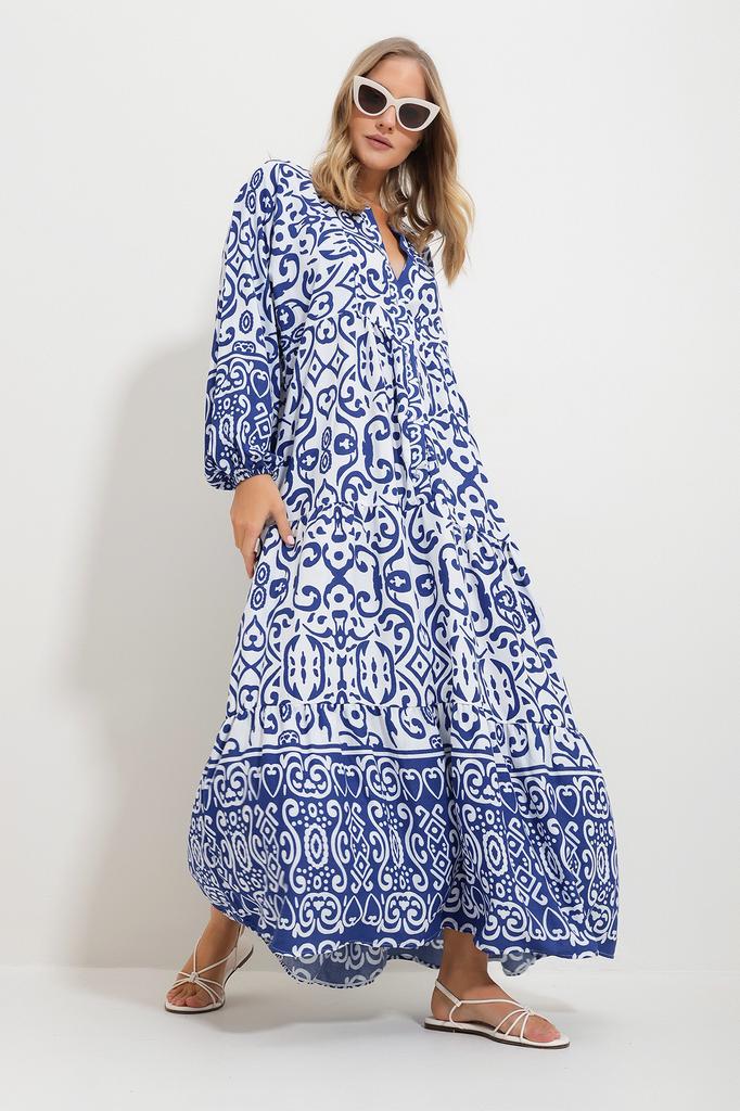 Women's Hijab Dress New Season Fashion Orange Magnetic Collar Paisley Patterned Maxi Dress