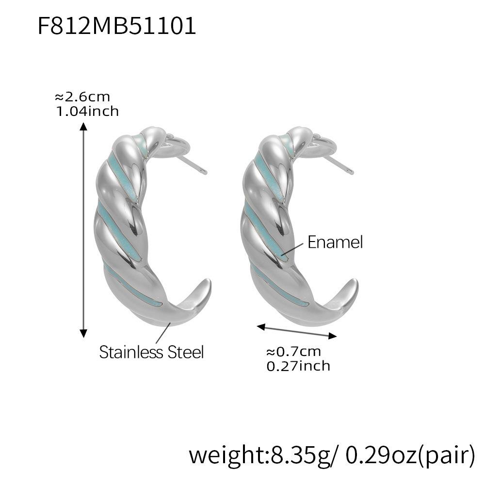 Vintage C-förmige Spiralohrringe aus Edelstahl 18K vergoldet Emaille Creolen Alltags-Creolen Stecker für Damen