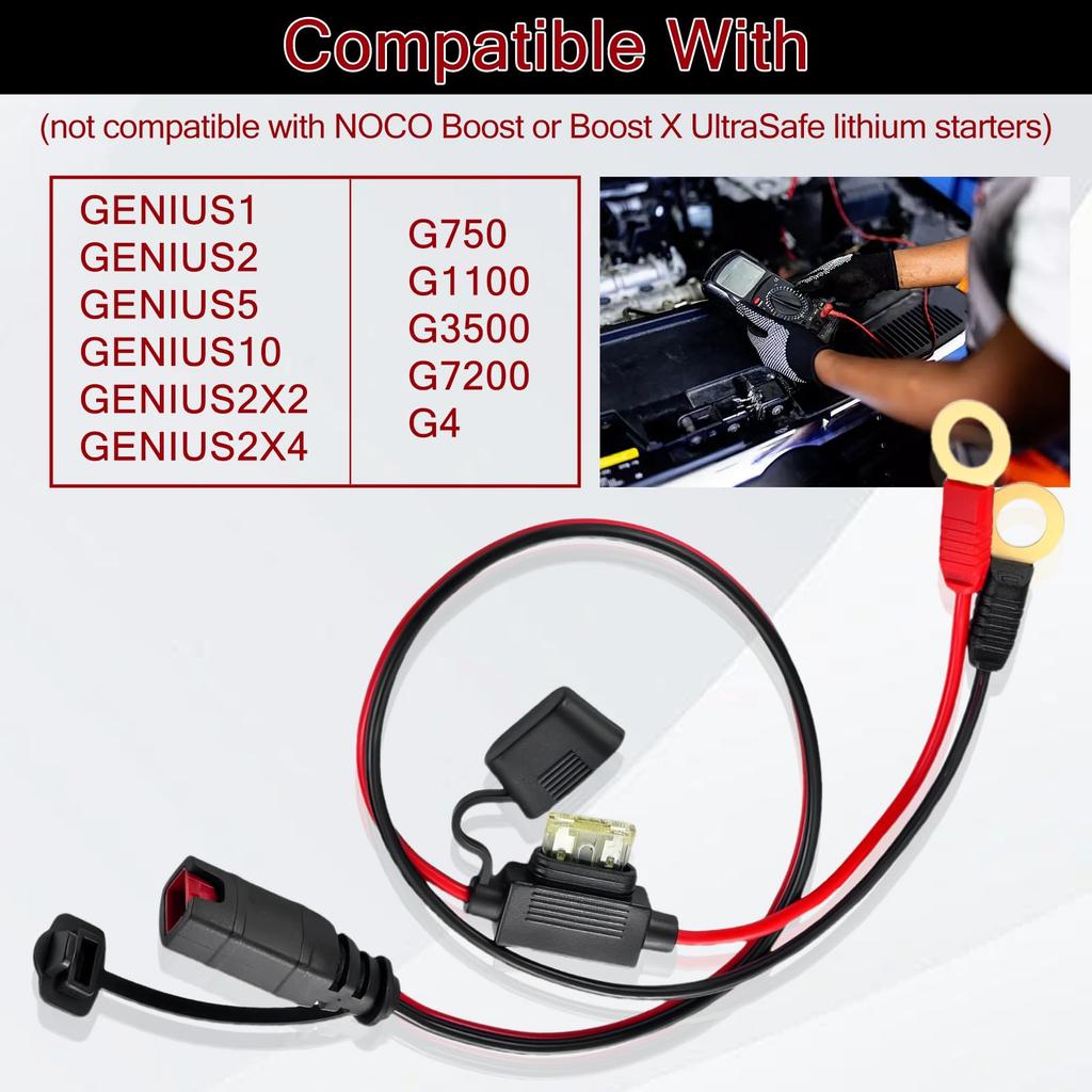 BLOLACDZ 2 Pack M6 (1/4 Inch) XL Terminal Harness Connector Cable for NOCO GC002 X-Connect