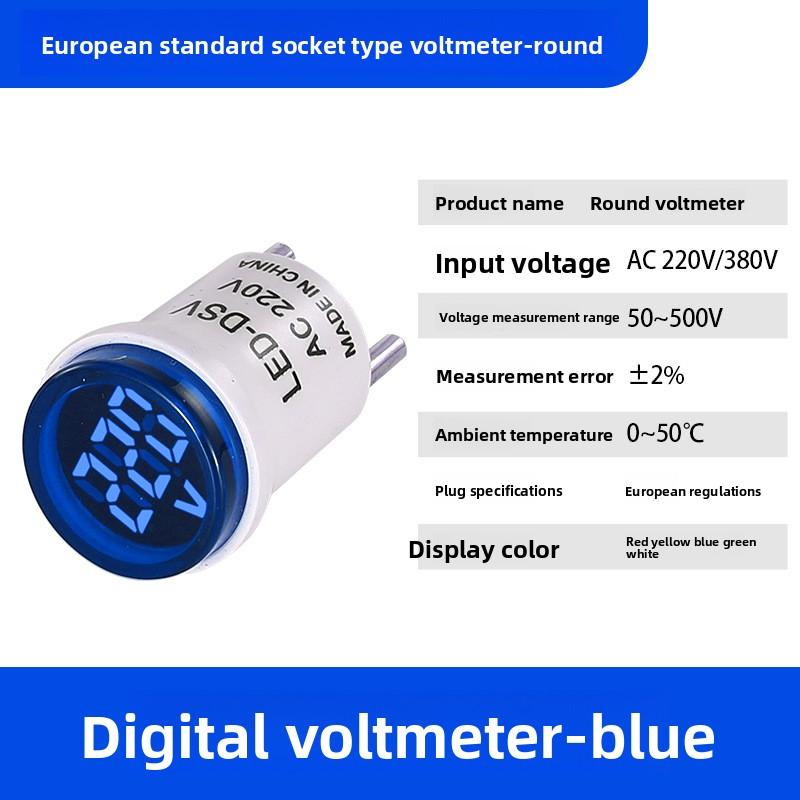 Digital AC Voltmeter Indicator, Digital Voltmeter, No Wiring Required, Euro Plug, Voltage Measurement RangeAC220V/230V