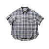 Summer New Color Blocked Plaid Lapel Shirt Japanese Retro Pocket Decoration Short Sleeved Shirt