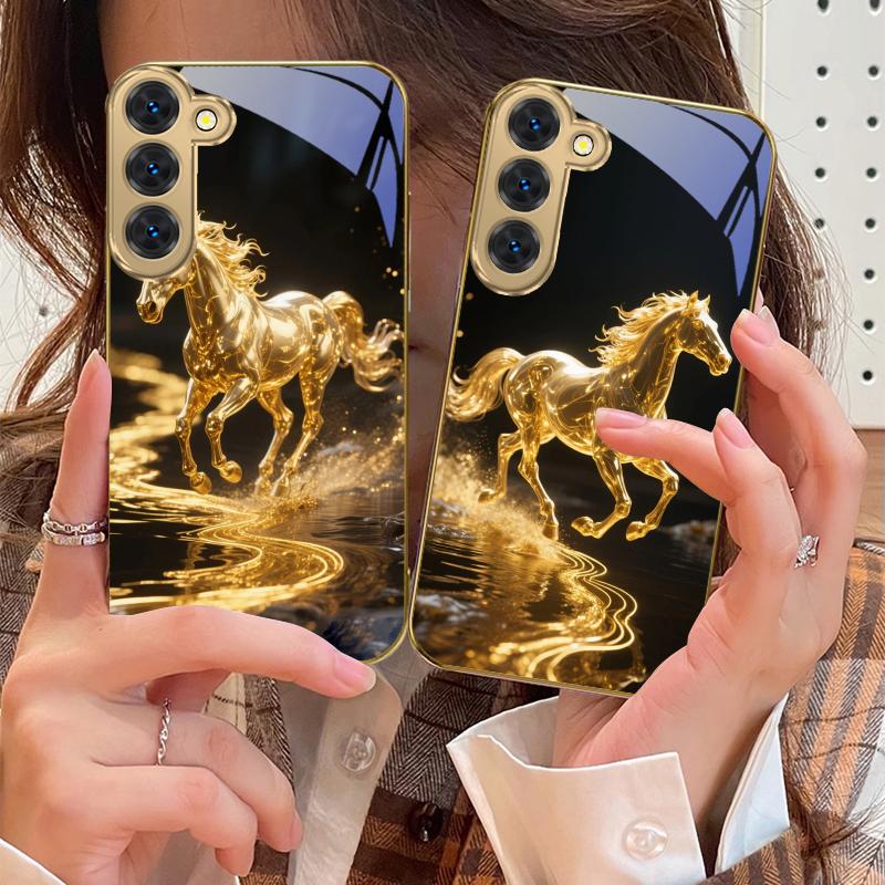 Goldene Waage Tianma Für Samsung Galaxy S26 S20 FE S21 S22 S23Plus S24 Ultra 25Ultra S21+ S9 S22 S8 S23 Goldene Glas-Handyhülle