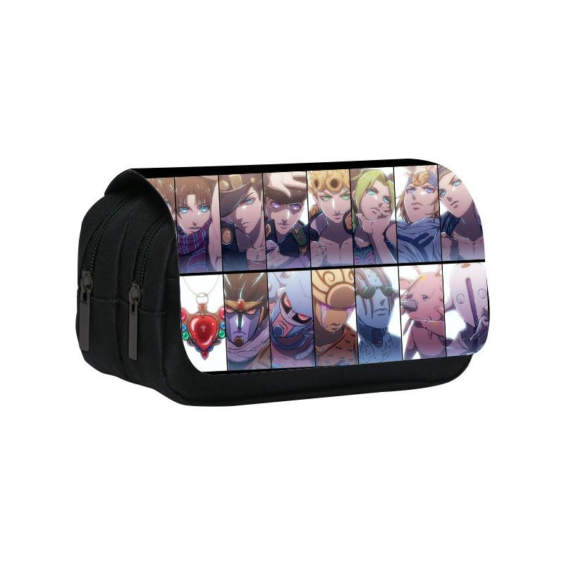 Jojos Bizarre Adventure Print Double Layer Pencil Case With Large Capacity For Study And Office Use