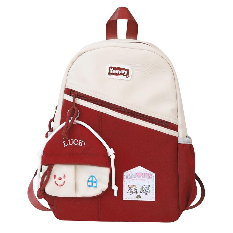 

Solid color student schoolbag small fresh backpack female fashion casual college junior high school girl backpack червоний